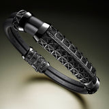 Double Bracelet Gladius, White Gold Coated, 37 Diamonds