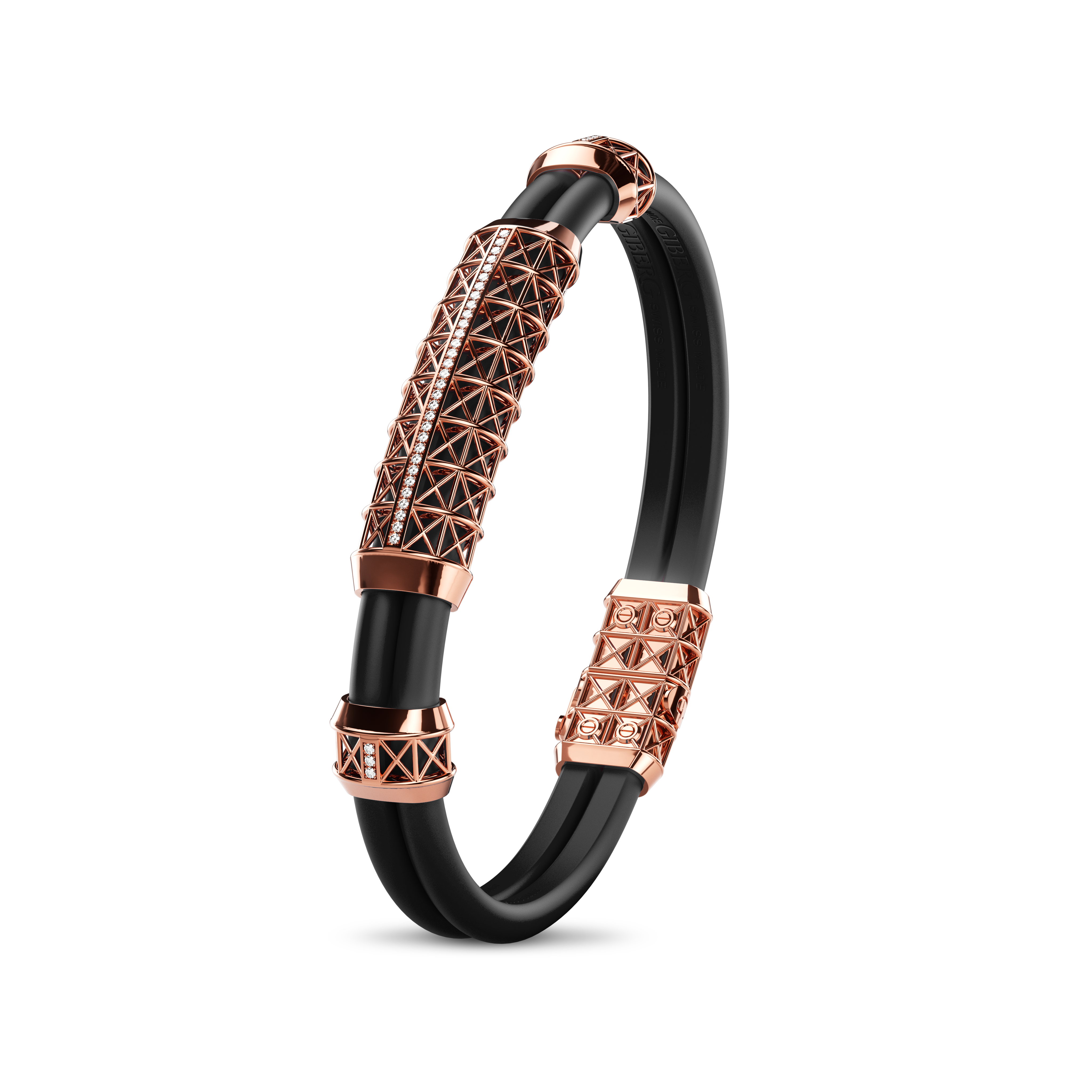 Double Bracelet Gladius, Red Gold, 37 Diamonds