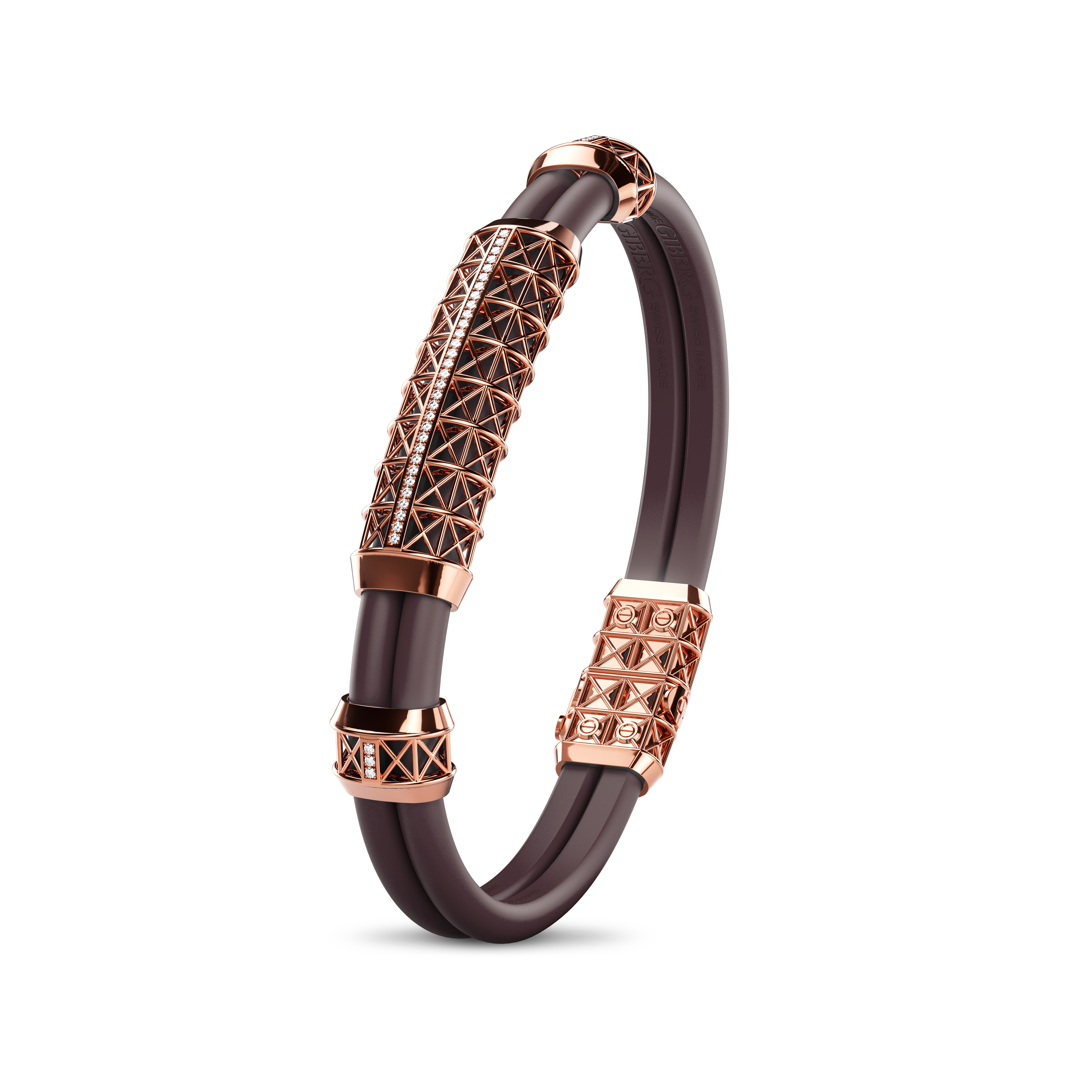 Double Bracelet Gladius, Red Gold, 37 Diamonds