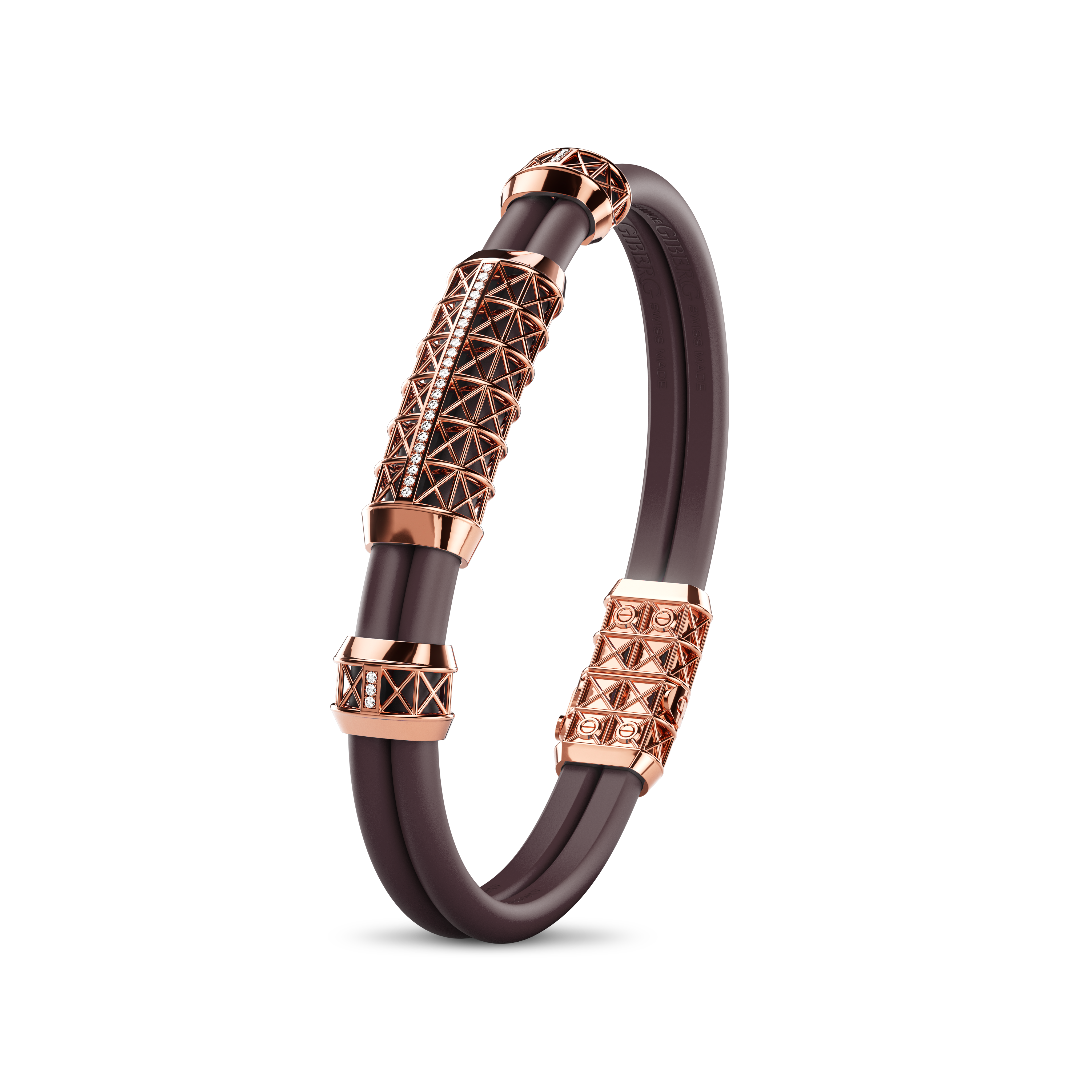 Double Bracelet Gladius, Red Gold, 29 Diamonds