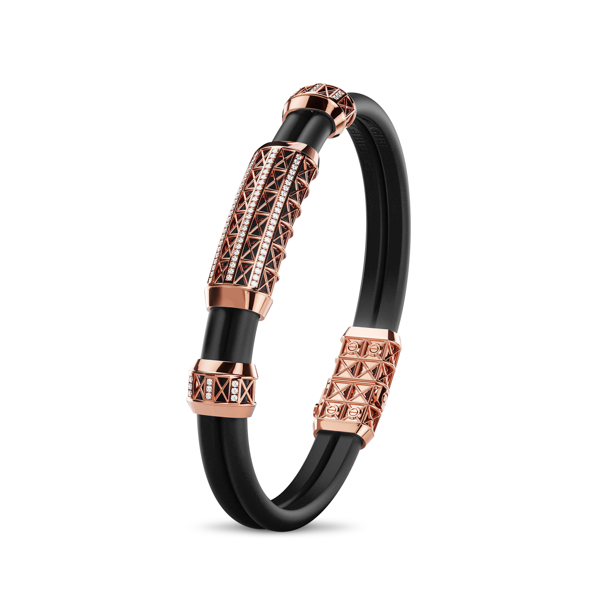 Double Bracelet Gladius, Red Gold, 87 Diamonds