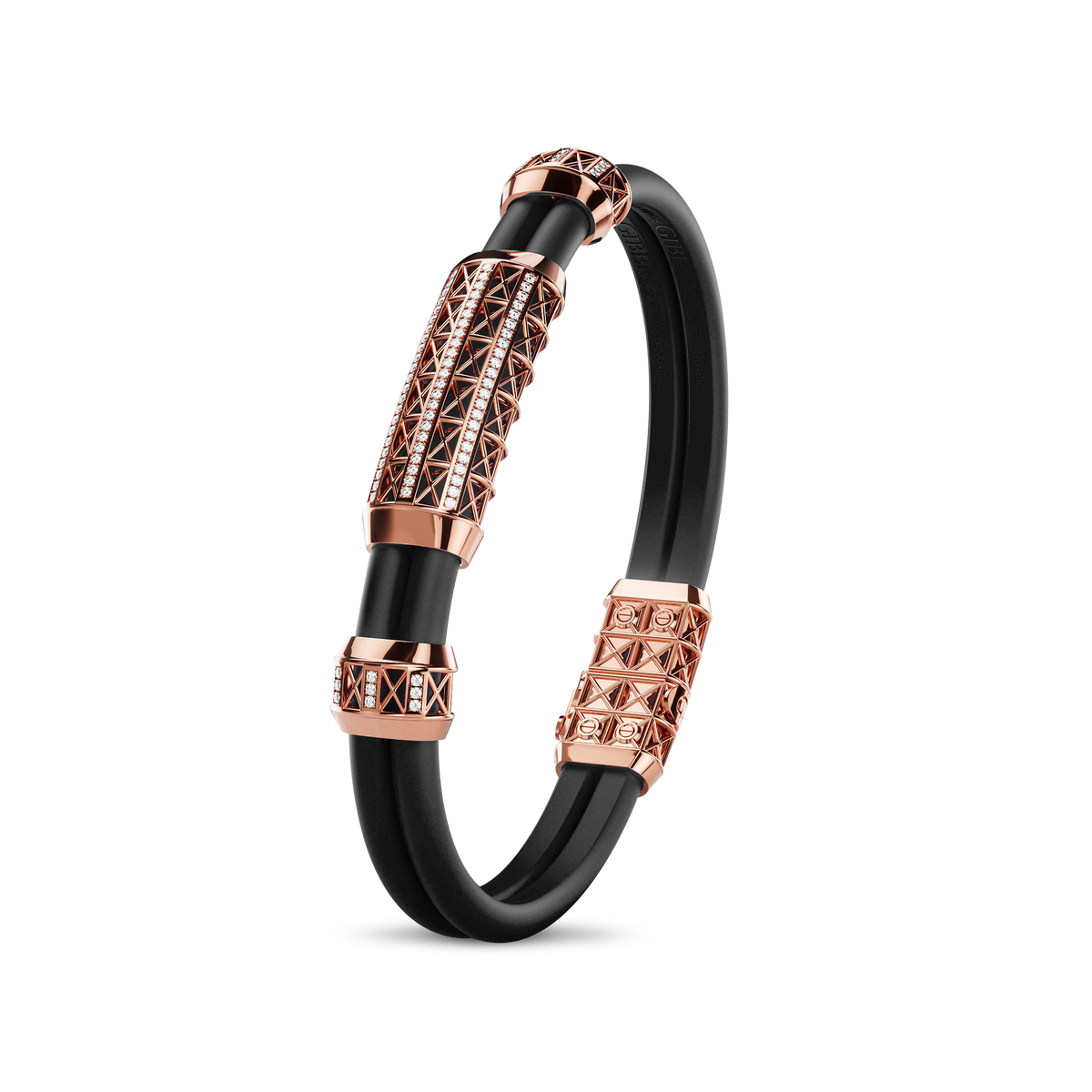 Double Bracelet Gladius, Red Gold, 87 Diamonds