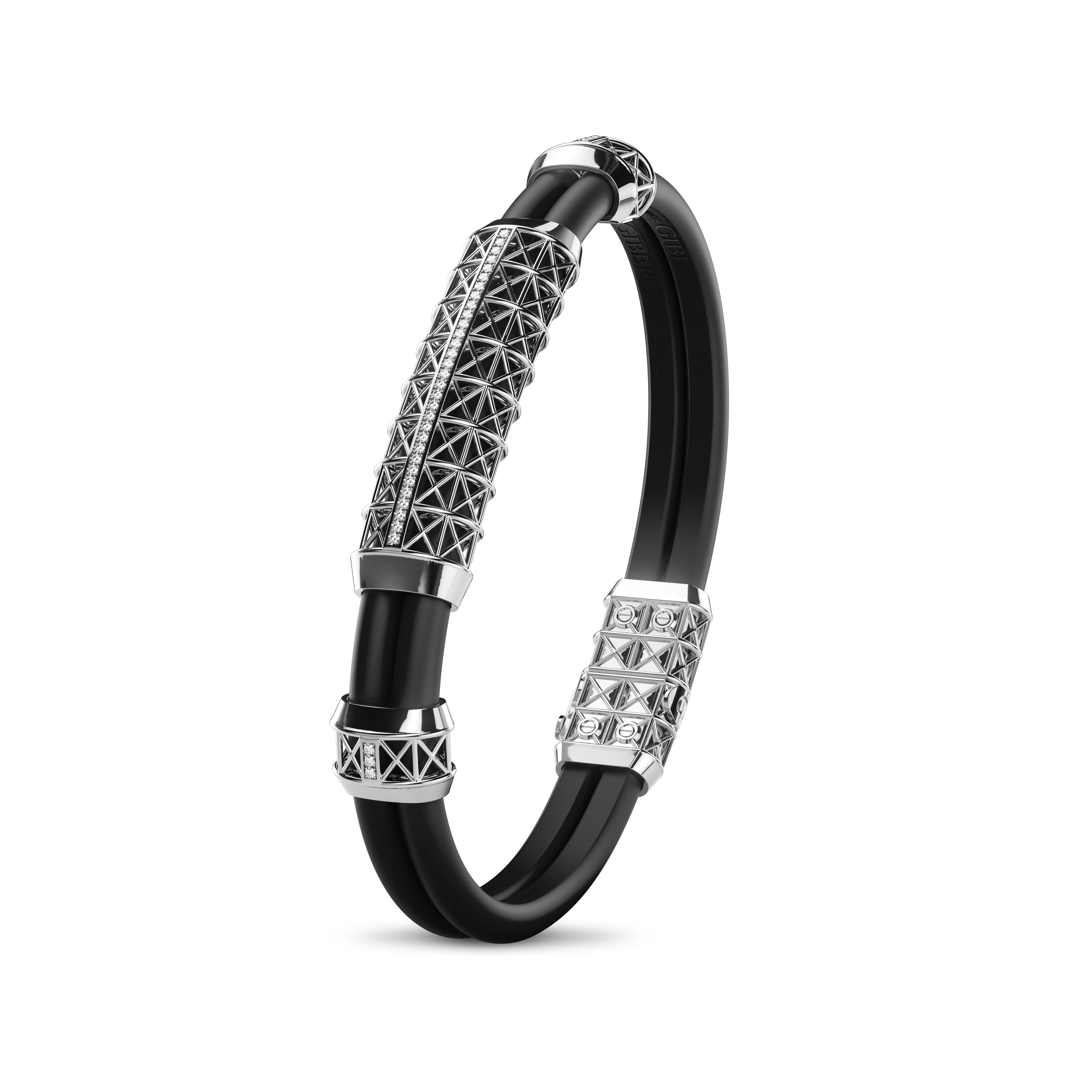 Double Bracelet Gladius, White Gold, 37 Diamonds