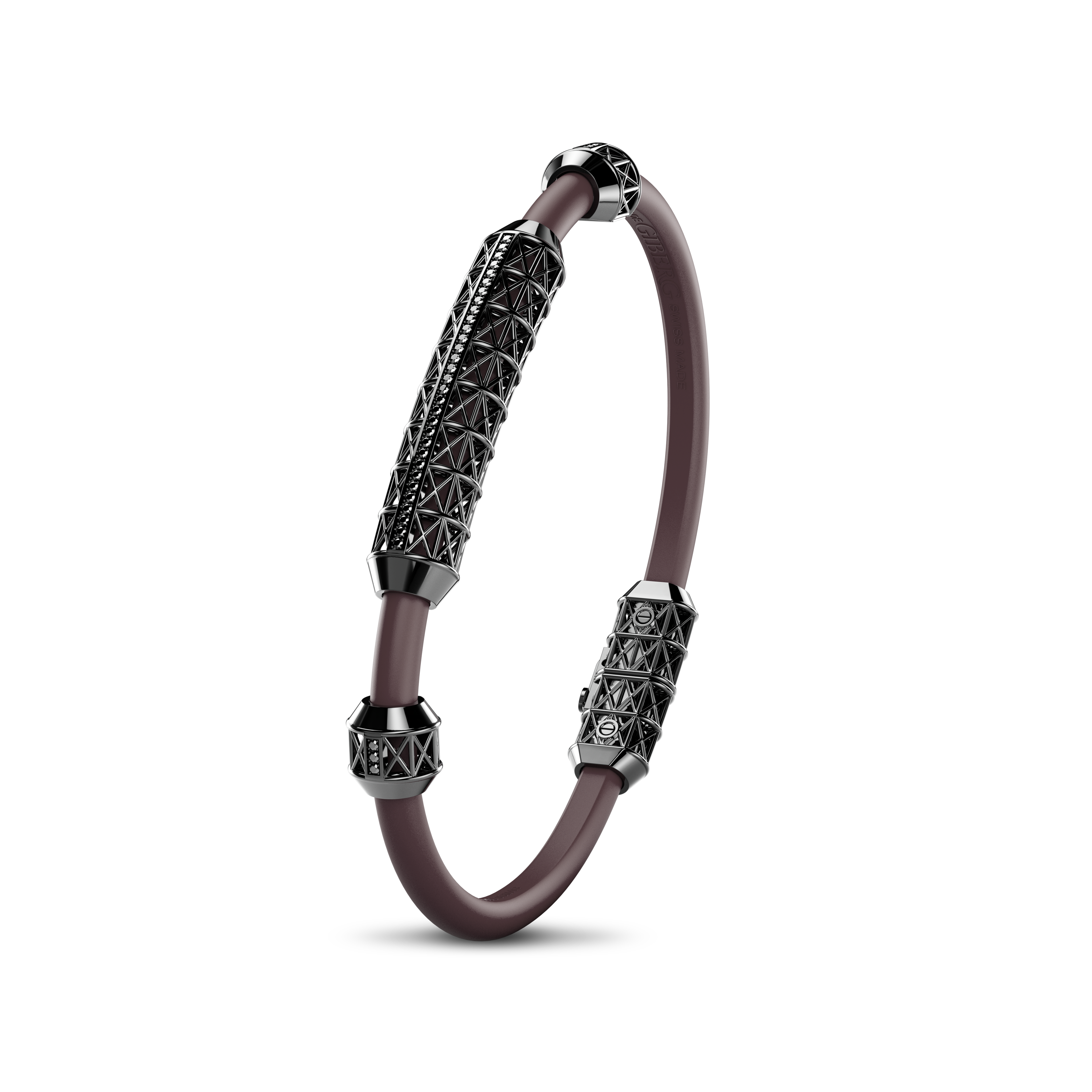 Single Bracelet Gladius, White Gold Coated, 37 Diamonds