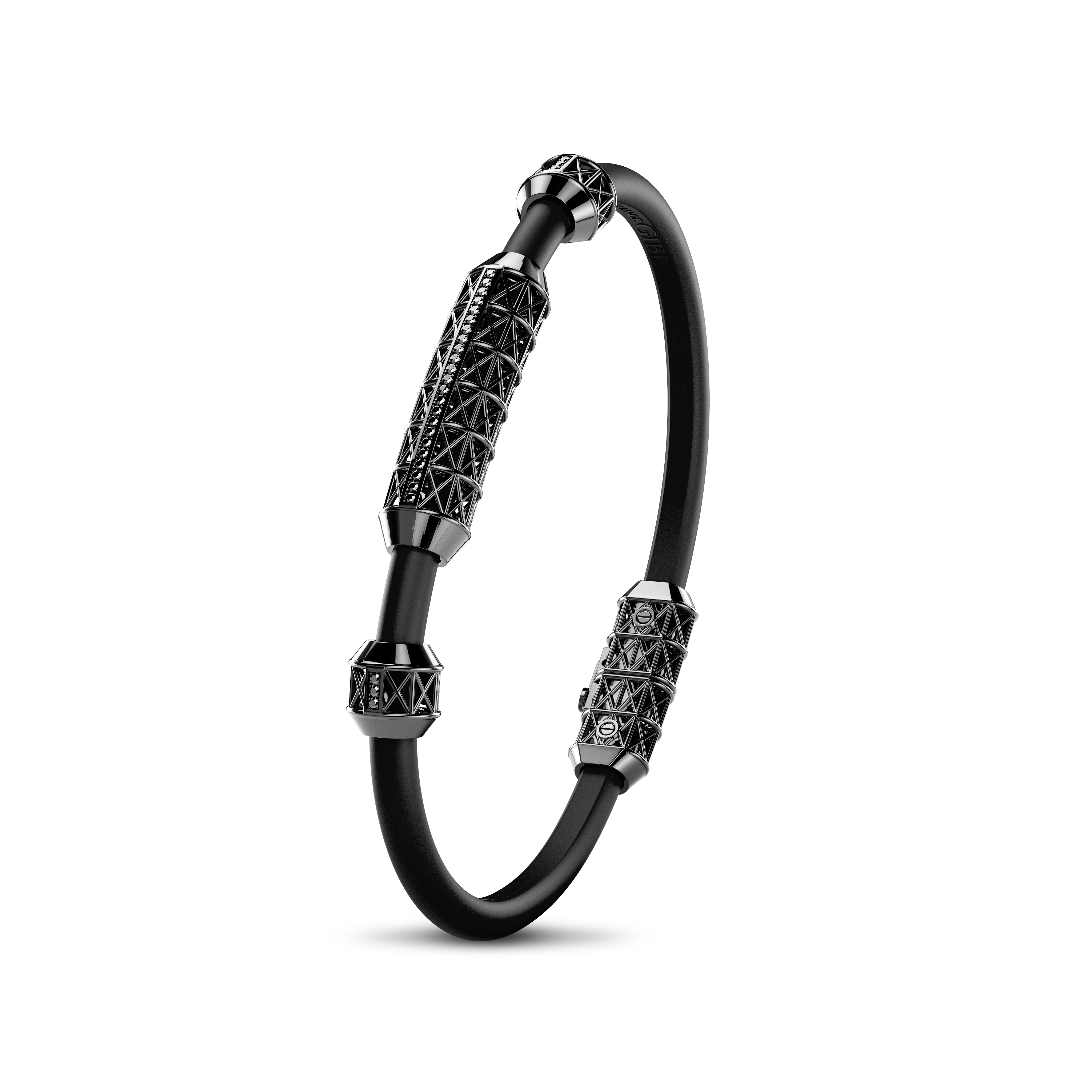 Single Bracelet Gladius, White Gold Coated, 29 Diamonds