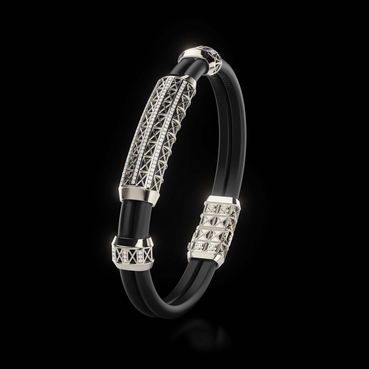 Double Bracelet Gladius, Platinum, 111 Diamonds