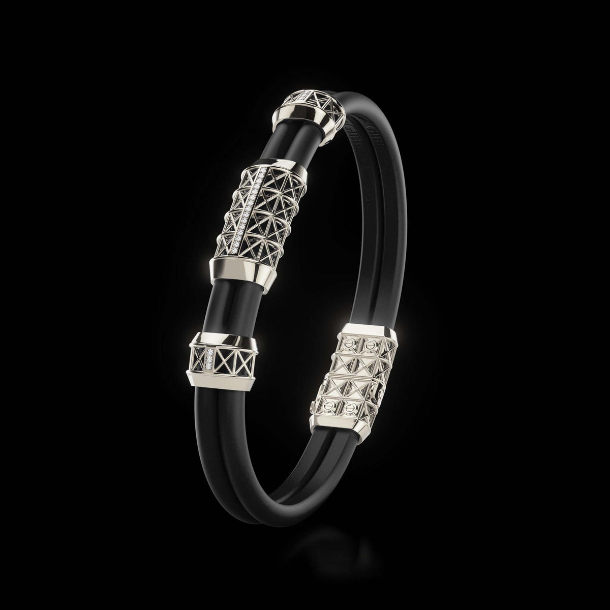 Double Bracelet Gladius, Platinum, 21 Diamonds