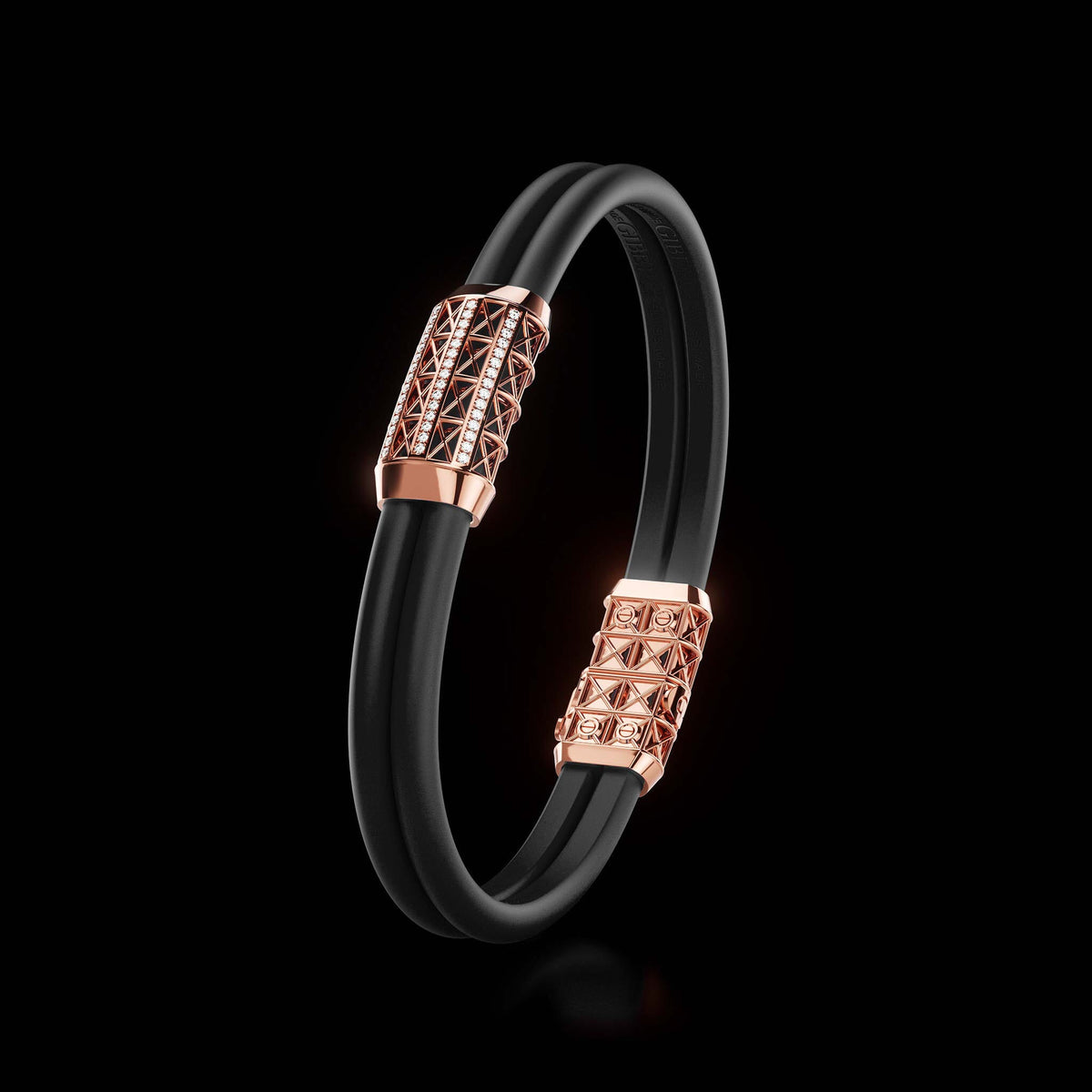 Double Bracelet Gladius, Red Gold, 45 Diamonds
