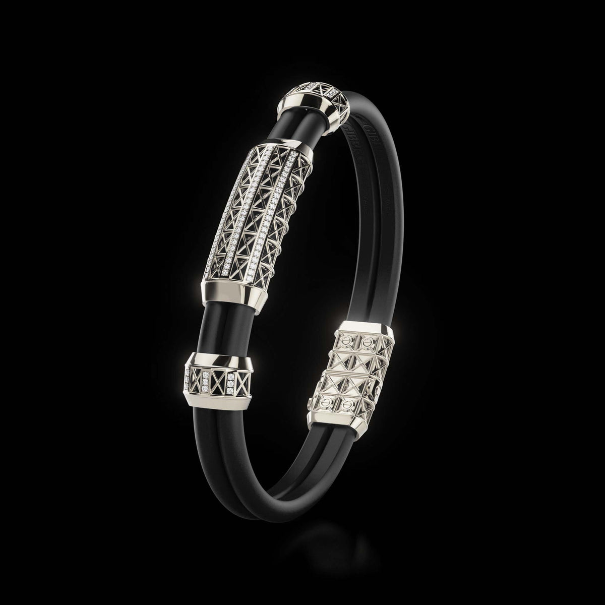 Double Bracelet Gladius, Platinum, 87 Diamonds