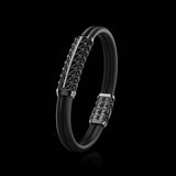 Double Bracelet Gladius, White Gold Coated, 31 Diamonds