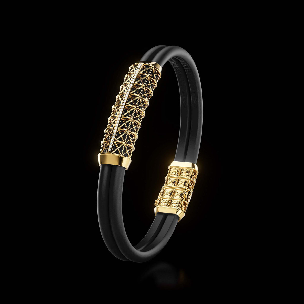 Double Bracelet Gladius, Yellow Gold, 31 Diamonds