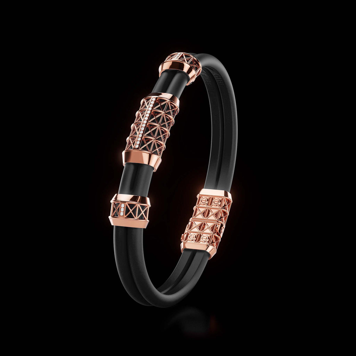 Double Bracelet Gladius, Red Gold, 21 Diamonds