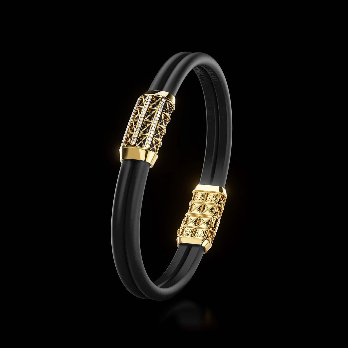 Double Bracelet Gladius, Yellow Gold, 45 Diamonds